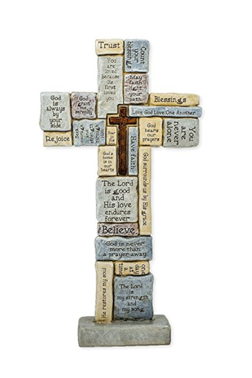 Roman Table Cross with Words of Encouragement and Prayers - 152