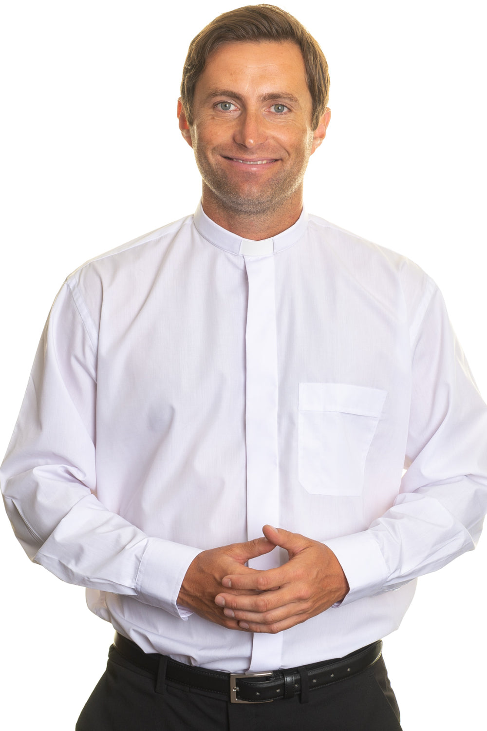 Men’s 1 inch tunnel collar long sleeve clerical shirt