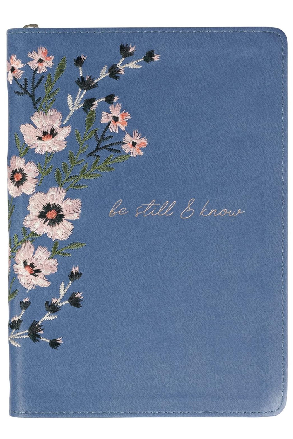 Journal Be Still Floral Embroidered Blue Faux Leather  151  d/c