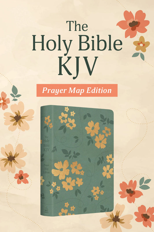 KJV Holy Bible Prayer Map Edition Flower Design Devotional Leather