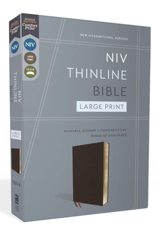 NIV Thinline Large Print Comfort Black Bonded Leather
