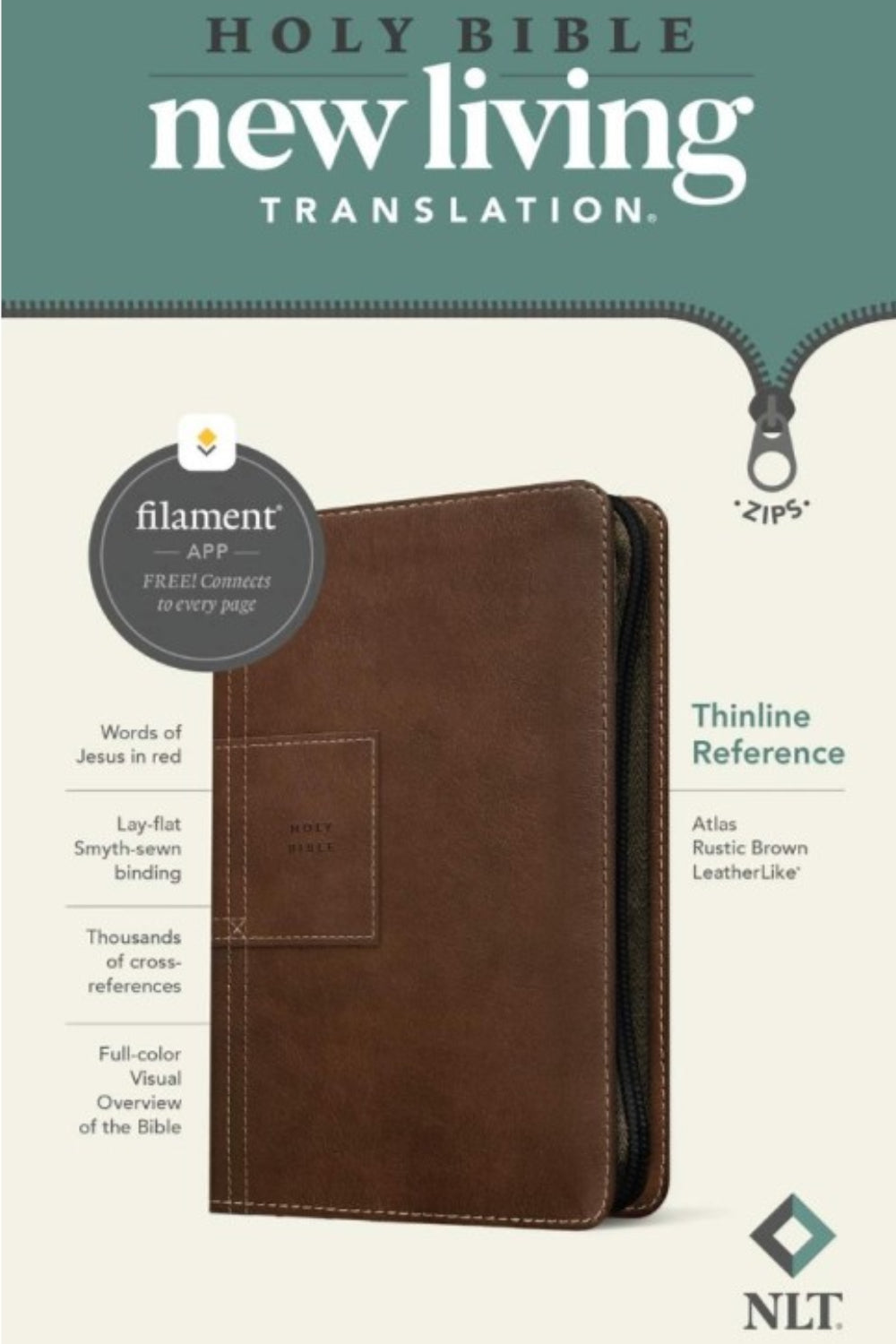 NLT Thinline Reference Zipper Bible, Filament Edition