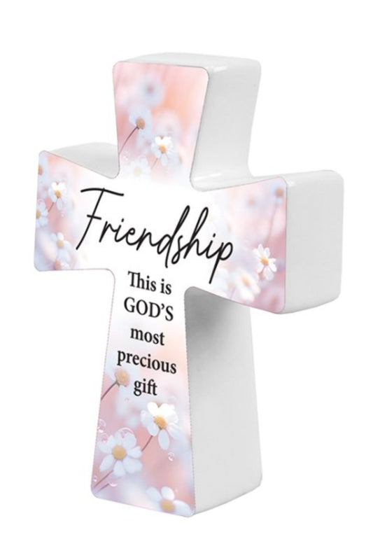 Glazed Porcelain Standing Cross -  Friendship  (107  12863)