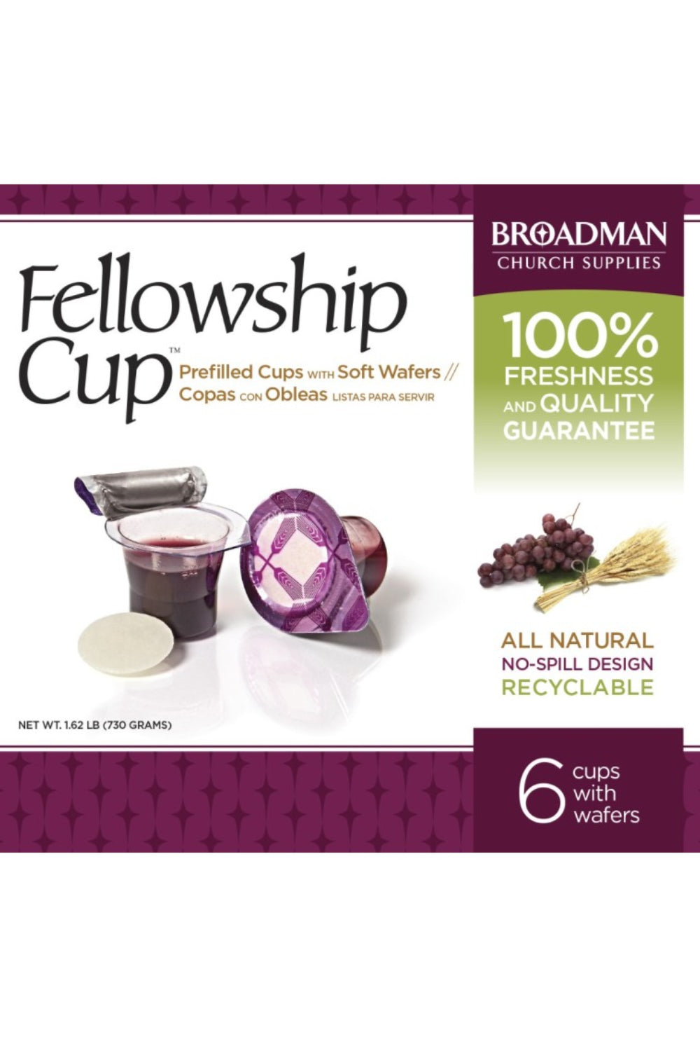 Fellowship Cup Box of 6 - Prefilled Communion Bread & Cup