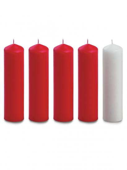 Advent Candles AC02R  4 Red & 1 White 8 x 2 Inch