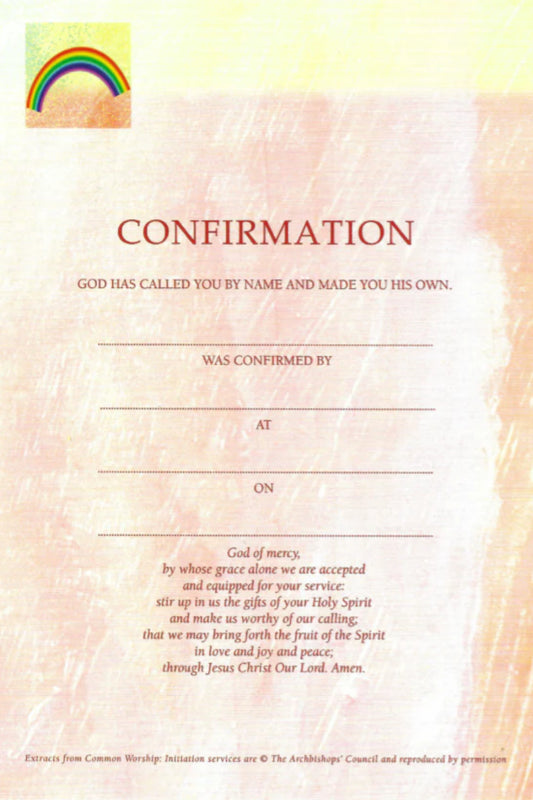 Confirmation Certificate - Rainbow - Peach - Pack of 10